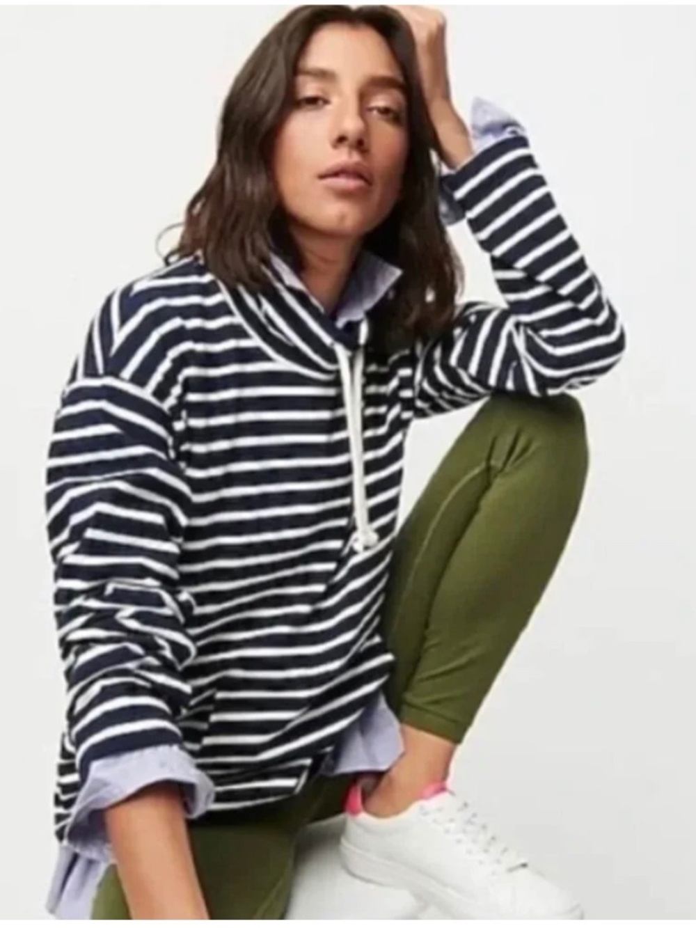 NWOT J. Crew Women's Funnelneck Pullover in Striped Mariner Cloth Size Small
